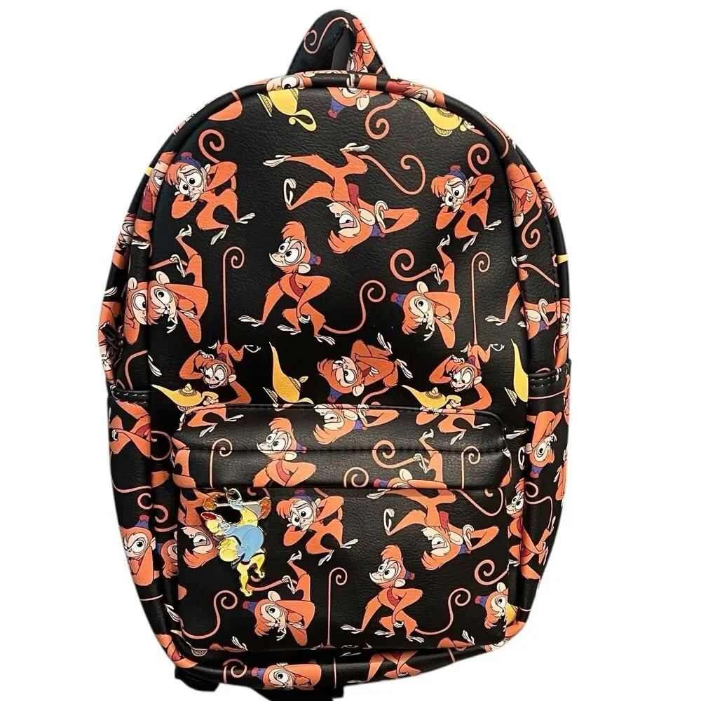 Disney Aladdin Abu‎ Monkey Mini Backpack Black Print Genie Magic Lamp
